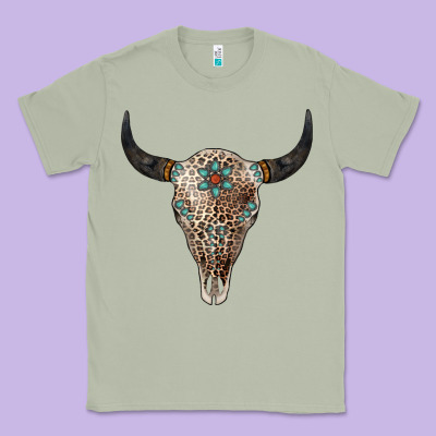 Leopard Bull Skull Classic Tee Designed By Jasminsmagicworld