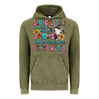Vintage Olive living life somewhere between jesus take the wheel Vintage Hoodie - AdoDesignShop