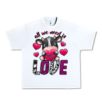 White All We Need İs Moo Love Urban Heavy Tee - SublimationCraftShop