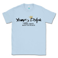 Dusty Blue Rest in Peace Young Dolph Classic Tee - artisFamous