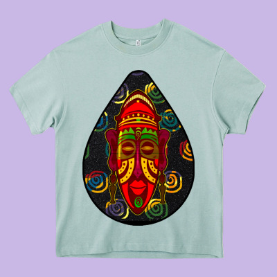 African Masks Teardrop  6 Heavy Core Tee Designed By Bundleandbundleshop