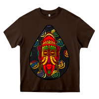 Chocolate Brown african masks teardrop  6 Heavy Core Tee - BundleAndBundleShop