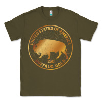 Army Green Buffalo Gold Native American - Bison Classic Tee - artisFamous