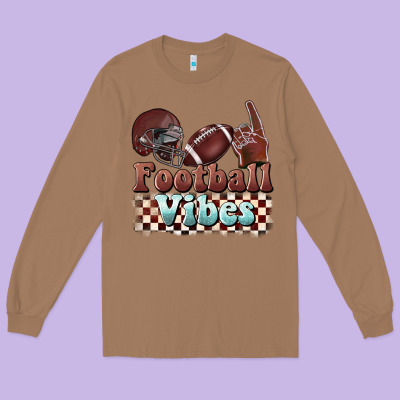 Football Vibes Long Sleeve Tee Designed By Barkaloodesign