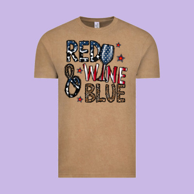 Red Wine Blue Vintage Tee Designed By Cowhidedigitalart