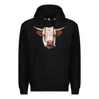 Black hereford cow head Premium Hoodie - RanaPortraitStore