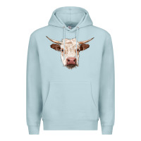 Blue Mist hereford cow head Premium Hoodie - RanaPortraitStore