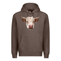 Coffee hereford cow head Premium Hoodie - RanaPortraitStore