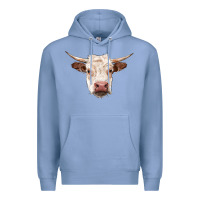 Colony Blue hereford cow head Premium Hoodie - RanaPortraitStore