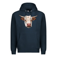 Navy hereford cow head Premium Hoodie - RanaPortraitStore