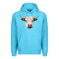 Ocean Blue hereford cow head Premium Hoodie - RanaPortraitStore