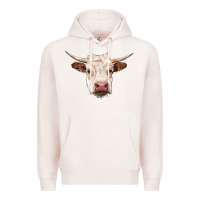 Pale Pink hereford cow head Premium Hoodie - RanaPortraitStore