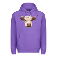 Purple hereford cow head Premium Hoodie - RanaPortraitStore