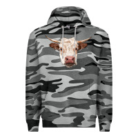 Slate Camo hereford cow head Premium Hoodie - RanaPortraitStore