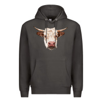 Smoke hereford cow head Premium Hoodie - RanaPortraitStore