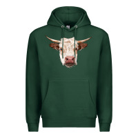 Sports Green hereford cow head Premium Hoodie - RanaPortraitStore