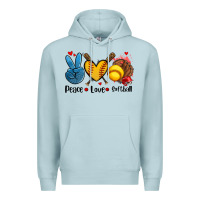 Blue Mist peace love  softball Premium Hoodie - AdoDesignShop