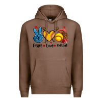 Chestnut peace love  softball Premium Hoodie - AdoDesignShop