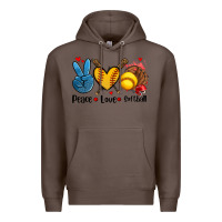 Coffee peace love  softball Premium Hoodie - AdoDesignShop