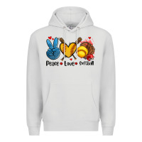 Dove Grey peace love  softball Premium Hoodie - AdoDesignShop
