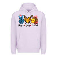 Lilac peace love  softball Premium Hoodie - AdoDesignShop