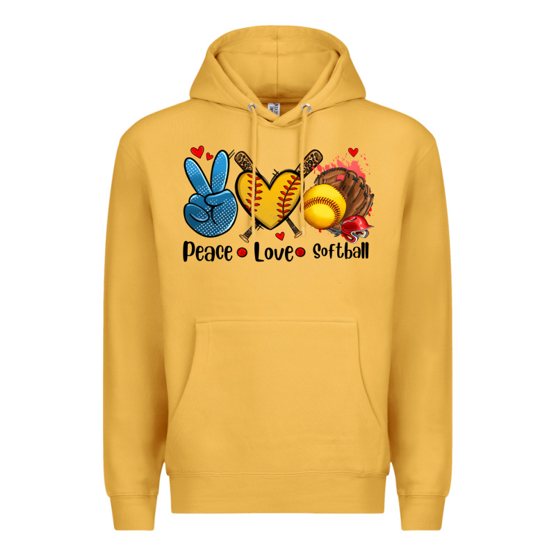 Peace Love  Softball Premium Hoodie by AdoDesignShop | Teevron