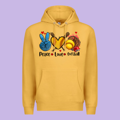 Peace Love  Softball Premium Hoodie Designed By Adodesignshop