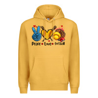 Mustard peace love  softball Premium Hoodie - AdoDesignShop