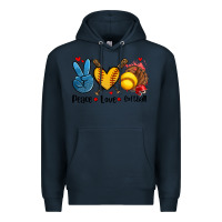 Navy peace love  softball Premium Hoodie - AdoDesignShop