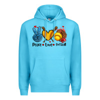 Ocean Blue peace love  softball Premium Hoodie - AdoDesignShop