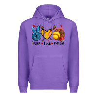 Purple peace love  softball Premium Hoodie - AdoDesignShop