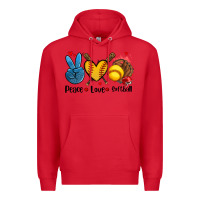 Red peace love  softball Premium Hoodie - AdoDesignShop