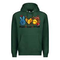 Sports Green peace love  softball Premium Hoodie - AdoDesignShop
