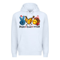 White peace love  softball Premium Hoodie - AdoDesignShop