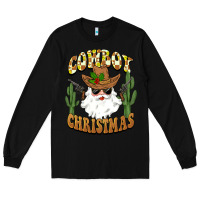 Black cowboy christmas santa Long Sleeve Tee - BarkalooDesign