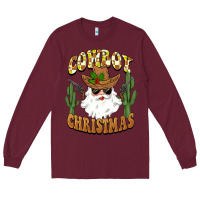 Burgundy cowboy christmas santa Long Sleeve Tee - BarkalooDesign