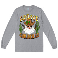 Heather Grey cowboy christmas santa Long Sleeve Tee - BarkalooDesign