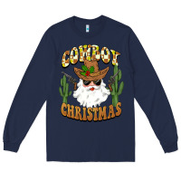 Navy cowboy christmas santa Long Sleeve Tee - BarkalooDesign
