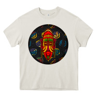 Cream african masks round earrings 2 Heavy Core Tee - BundleAndBundleShop