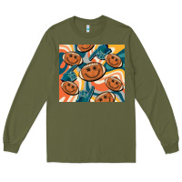 Army Green football smiley face Long Sleeve Tee - BarkalooDesign