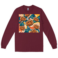 Burgundy football smiley face Long Sleeve Tee - BarkalooDesign