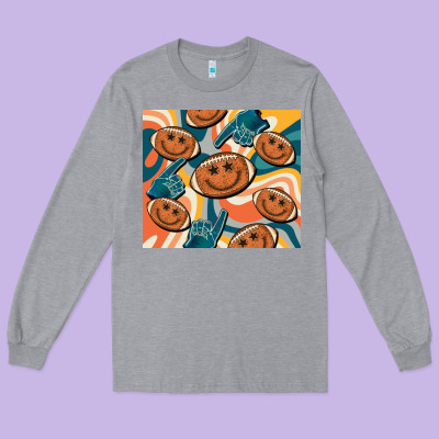 Football Smiley Face Long Sleeve Tee Designed By Barkaloodesign