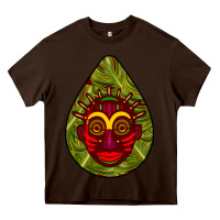 Chocolate Brown african masks teardrop  7 Heavy Core Tee - BundleAndBundleShop