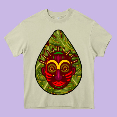 African Masks Teardrop  7 Heavy Core Tee Designed By Bundleandbundleshop