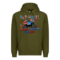 Army Green red white wroom wroom wroom Premium Hoodie - AdoDesignShop