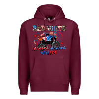 Burgundy red white wroom wroom wroom Premium Hoodie - AdoDesignShop