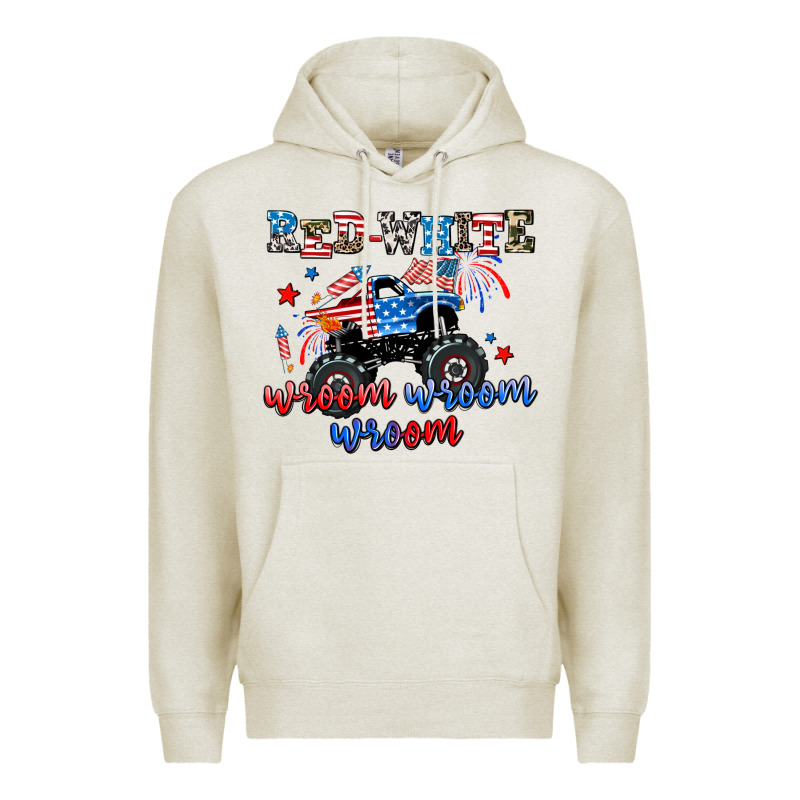 Red White Wroom Wroom Wroom Premium Hoodie by AdoDesignShop | Teevron