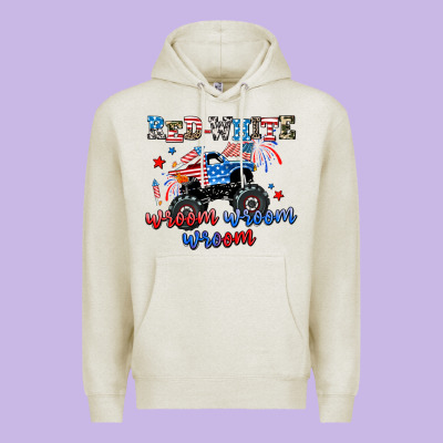 Red White Wroom Wroom Wroom Premium Hoodie Designed By Adodesignshop