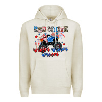 Oatmeal Heather red white wroom wroom wroom Premium Hoodie - AdoDesignShop