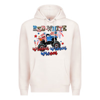 Pale Pink red white wroom wroom wroom Premium Hoodie - AdoDesignShop